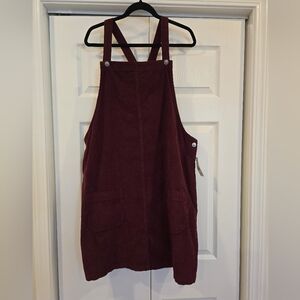 Papaya Maroon Corduroy Overall Dress